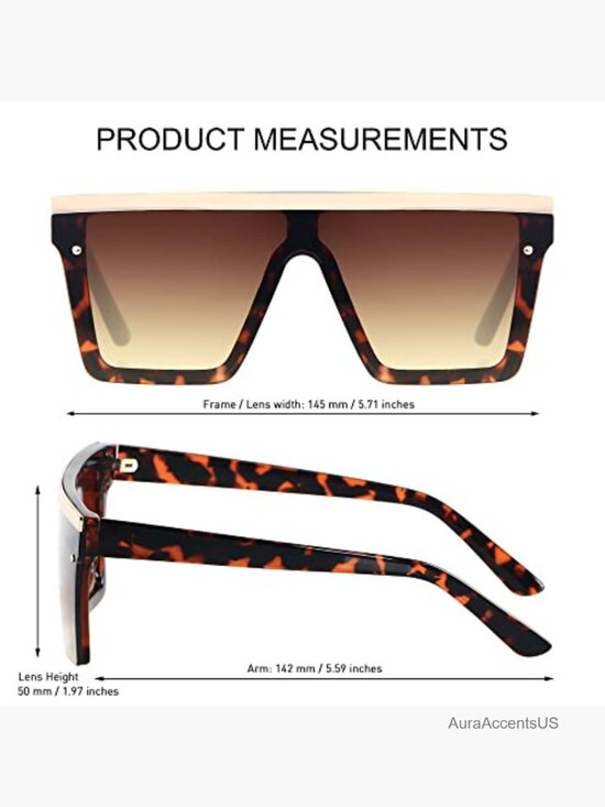 Oversized Square Flat Top Shield Sunglasses UV Protection Rimless